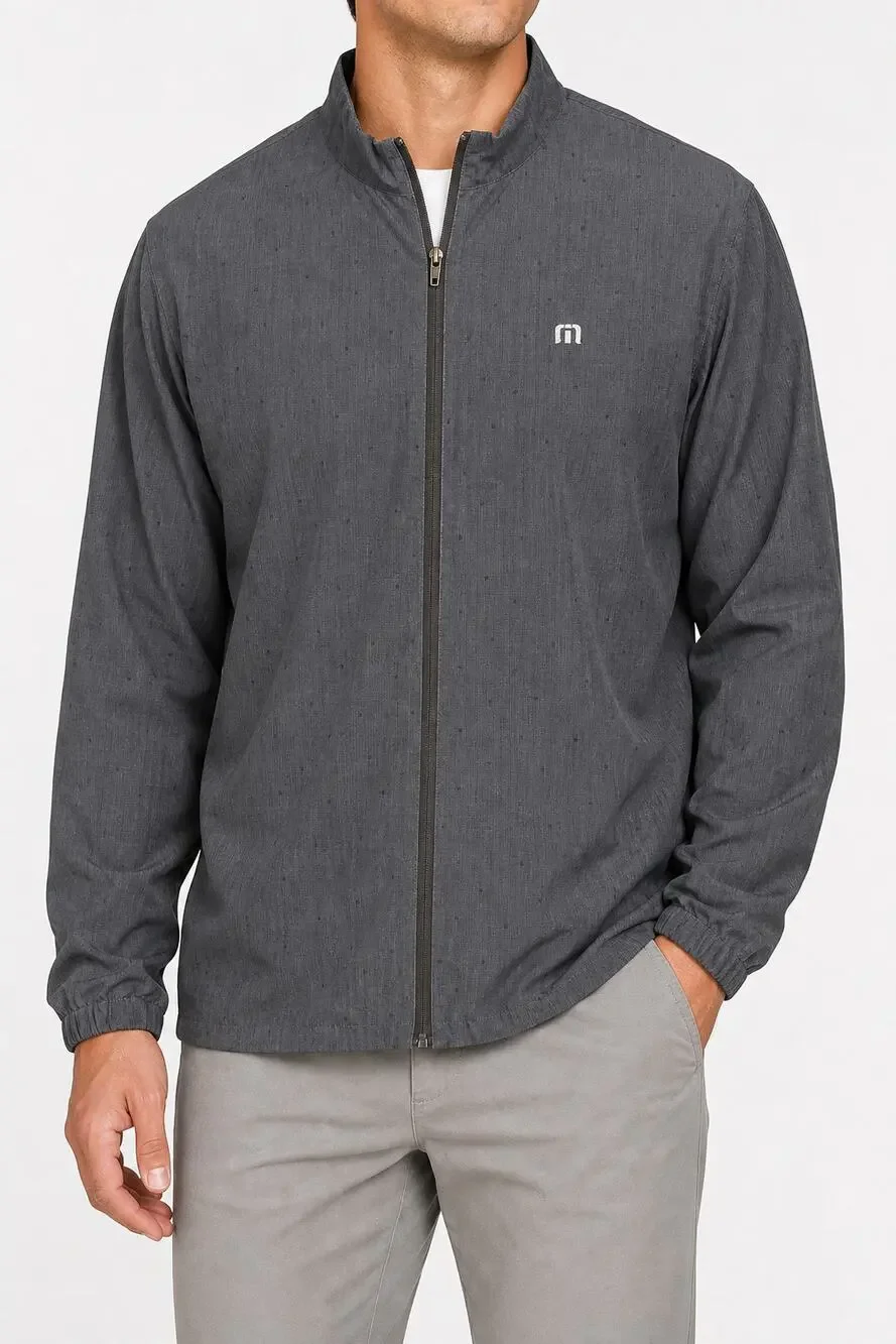 Travis Mathew Men's Gray Dot Full Zip Golf Jacket Size L Performance Stretch